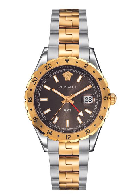 Versace Hellenyium GMT Men's Watch Gold Silver .